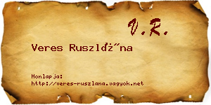 Veres Ruszlána névjegykártya